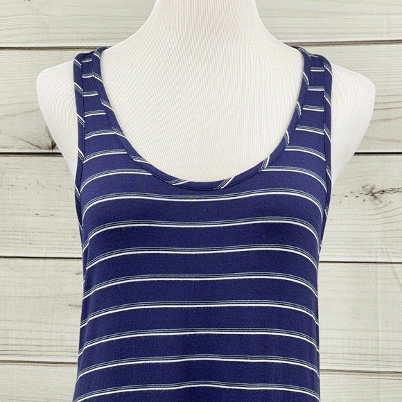 STEM Racerback Striped Tank Maxi Dress SZ M Blue Summer BBQ Resort Wear - Picture 2 of 7